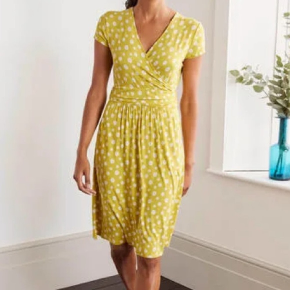 Boden Lola Jersey Dress Chartreuse Paper Daisy